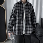 스트릿 남자 체크 남방 오버핏 남성 긴팔 체크 셔츠