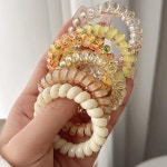 스프링 전화선 컬러 헤어 머리 끈 6개 세트