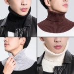 옷자락 남자 겨울 보온 레이어드 페이크 니트 목폴라 머플러
