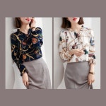 키밍 블라우스 플라워패턴 리본블라우스 프린트