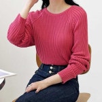 데일리 골지 니트티셔츠 여자 가을 캐주얼 데이트룩