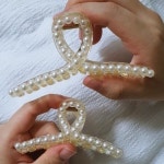 리본진주 소 리본집게핀 올림머리 반묶음머리 핀 8