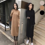 여성 후드달린 니트 롱 원피스 겨울 따뜻 후드원피스