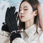 여성 스키 장갑 리본 포인트 패딩 스마트폰 터치장갑
