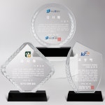 새기다 월계 3종 크리스탈 상패 감사패 마름모 월계 우단케이스
