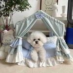 강아지 텐트 애견 하우스 고양이 집 반려견 숨숨집 면린넨소재 S-48x38x51