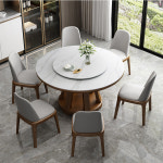 원형 다이닝 턴테이블 의자6P 세트 월넛