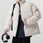 남성 기본 베이직 루즈핏 숏 패딩 하이넥 겨울 점퍼