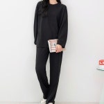 여자 봄 가을 기본 맨투맨 일자 상하 트레이닝 세트