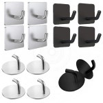 무타공 스테인레스 접착식 후크 블랙원형