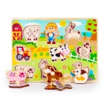 어린이날 1세유아 농장 동물 알기용 9종 원목 꼭지퍼즐 세트 유아꼭지퍼즐 모양꼭지퍼즐