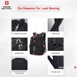 SWISS 17 노트북 배낭 방수 USB 충전 포트 스위스 스타일 다기능 배낭 Schoolbag Mochila 하이킹 여행 가방