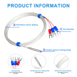 온도 센서 스테인레스 스틸 열전대 0 5 1 2 3 4 5M 케이블 감지 고온 방수 Type 0 5M PT100