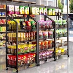 과자 진열대 편의점 제품 선반 매대 철제 이동식 마트 수납대 3층굵게흰색 길이50x폭27x높이106 1 3단