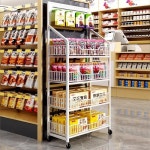 과자 진열대 편의점 제품 선반 매대 철제 이동식 마트 수납대 3층굵게흰색 길이50x폭27x높이106 1 3단