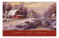 DaySpring - Thomas Kinkade - The Lord Will Bless His People - 크리스마스 박스 카드 봉투 18장 멀티 J3159