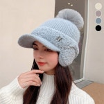 왕방울 니트 방한 비니 모자 귀달이 방한모