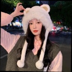곰돌이 후드 귀달이 털 모자 겨울 방한 모자 귀마개