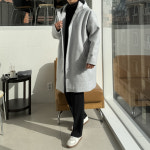 클라쓰업 울 모직 누빔 오버 루즈핏 후드 코트 7378