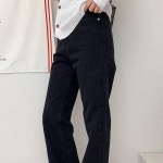 디작소 여성 하누이 기모 세미 부츠컷 데님 팬츠