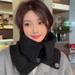 겨울 여성 니트 버튼 하이 넥워머 머플러 목도리