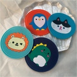 귀여운 캐릭터 실리콘 티코스터 컵받침 4종
