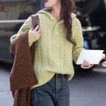 스윗트리 오버핏 도톰 후드 니트 티셔츠 j0558