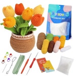 DIY 튤립 크로셰 키트 뜨게 실 바늘 봉제 인형 완벽한 크로셰 키트