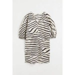 H&M V넥 드레스 크림색 지브라 프린트 1103148005