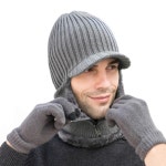 비니 지퍼오픈 넥워머 챙모자 기모안감 겨울 니트