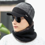 베이스 넥워머 니트모자 일체형니트챙모자