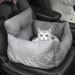 강아지 쿠션 카시트 1P 애견 드라이브 이동용 차방석 차콜