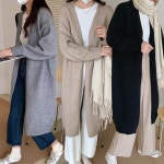 로브롱 가디건 롱가디건 엉덩이덮는 기장 퍼프롱 니트 여자롱 카디건 롱카디건 롱니트