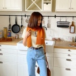 옷자락 여자 놈코어룩 봄 반팔 쁘띠머플러 세트