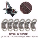 60pcs 샌딩 벨트 치수 40 60 80 120 180 240 그릿 연마 도구 샌드페이퍼 밴드 13x457mm 13X457