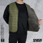 오르라아웃도어 남성 겨울 웰론 솜 브이넥카라 경량패딩조끼 내피조끼 깔깔이 기모 등산복 FW-97