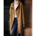 EAMT 여자 겨울 코트 퓨어 추동 캐주얼 루즈핏 후드 양면 모직 EUNG4