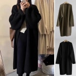 여성 루즈핏 스타일 노버튼 니트 롱 가디건