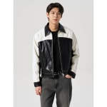 에잇세컨즈 페이크 레더 칼라블록 점퍼 26413zey25