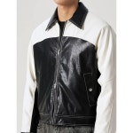 에잇세컨즈 페이크 레더 칼라블록 점퍼 26413zey25