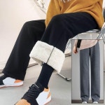 여자 여성 겨울 안감털 두꺼운 밴딩 통바지 긴바지 블랙L