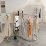 곡선형 행거 철제 옷걸이 의류매장 드레스룸 길이120cm 높이135cm