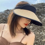 라피아 밀짚 여성 넓은창 썬캡 여름모자 골프 썬스크린