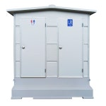 야외 공중화장실 재래식 양변기 2개 상부 샌드위치판넬