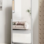 스탠드 전신 거울 프레임 라운드 이동식 대형 슬림 미러 옷 받침대