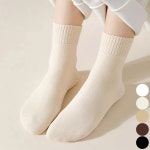 여자 여성 겨울 따뜻한 기모양말 코디 중목 무지 골지니삭스 여성 옷 밴딩 양말 양말 겨울