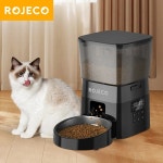 ROJECO 자동 애완 피더 고양이를위한 스마트 버튼 고양이 디스펜서 액세서리 동물 버전 With EU Plug 2L