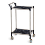 월드센스 테이블 카트 외곽방지턱 서빙 물류대차 논슬립 우드선반 고급 2단 신대