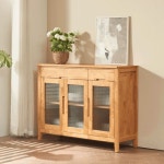 원목 주방 수납장 홈카페 수납 하부장 내추럴 우드 그릇장 1200