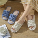 도매플랜 귀여운 퀄팅 린넨 슬리퍼 층간소음방지 오픈 거실화 사무실 실내화